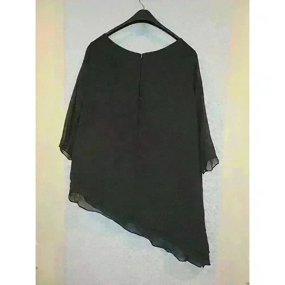 LT LanTing Bride Black Blouse New Without Tags FormL Sheer Asymmetrical - Picture 3 of 5